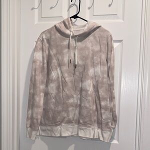 White & Grey Tie-Dye Hoodie Sweater